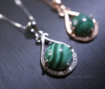Natural Malachite Necklace, Rose Gold 925 Sterling Silver Genuine Green Malachite Pendant Green Gemstone #205