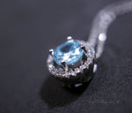 Tiny Blue Aquamarine Choker - 18KGP @ Sterling Silver - Minimalist Aquamarine Necklace 040
