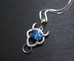 Blue Topaz Necklace - Sterling Silver Bull Ox Pendant - Blue Topaz Jewelry - 18kgp Buffalo Necklace #136