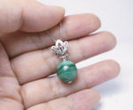 Genuine Green Malachite Necklace - Full 925 Sterling Silver Flower Natural Malachite Pendant - Heart Chakra Healing