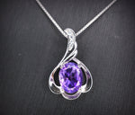 Genuine Amethyst Necklace - Sterling Silver Petal February Birthstone Natural Amethyst Jewelry #461