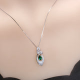 Tiny Emerald Teardrop Necklace Sterling Silver Butterfly Necklace 0.6 Ct Sim Gemstone White gold coated May Birthstone #385