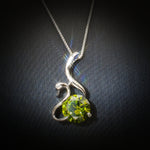 Sterling Silver Swan Peridot Necklace - 18KGP- Peridot Jewelry - Swan Necklace #152