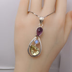 Sterling Silver Citrine Amethyst Necklace - Moonstone Necklace