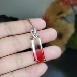 Created Tourmaline Necklace Sterling Silver Rectangle Gradient Red Gemstone Pendant #737