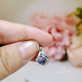 Simple Amethyst Necklace Gemstone 2CT Bowknot Created Purple Gemstone Pendant Sterling Silver Minimalist Amethyst Jewelry 034