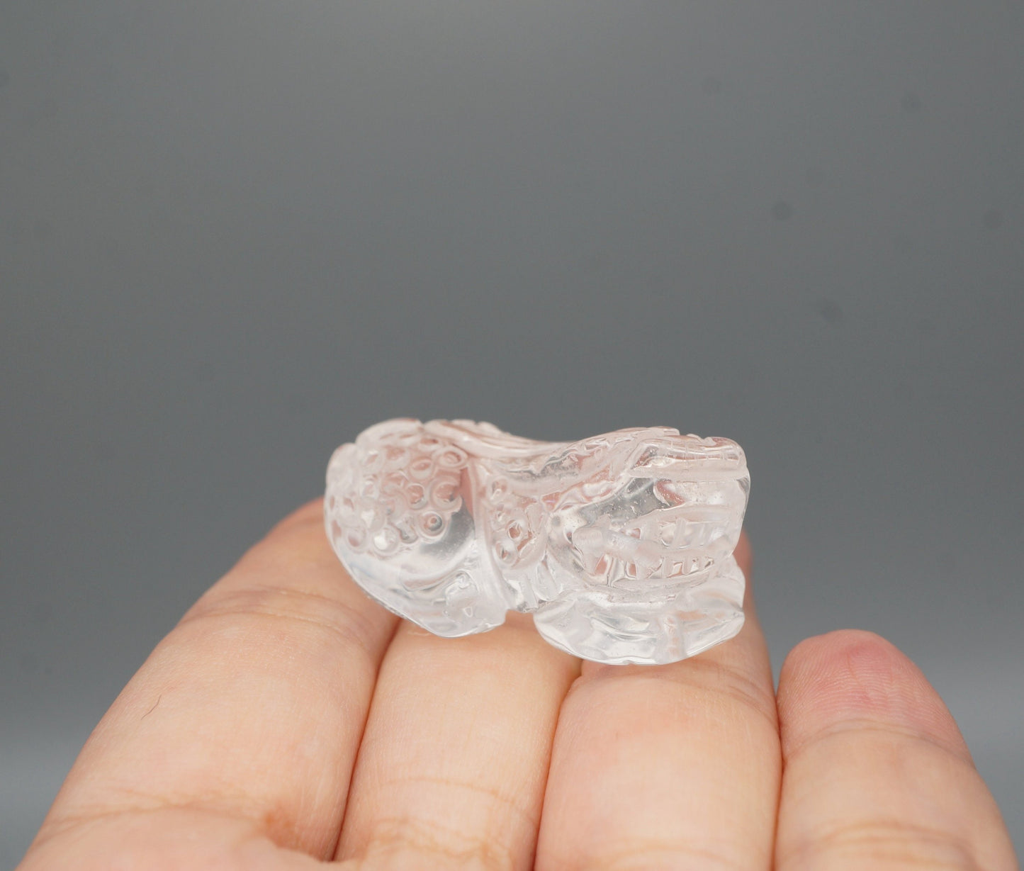 Clear Quartz Pendant , Stone Lion Chinese Pixiu Fengshui Crystal Healing chunky stone jewelry #2361