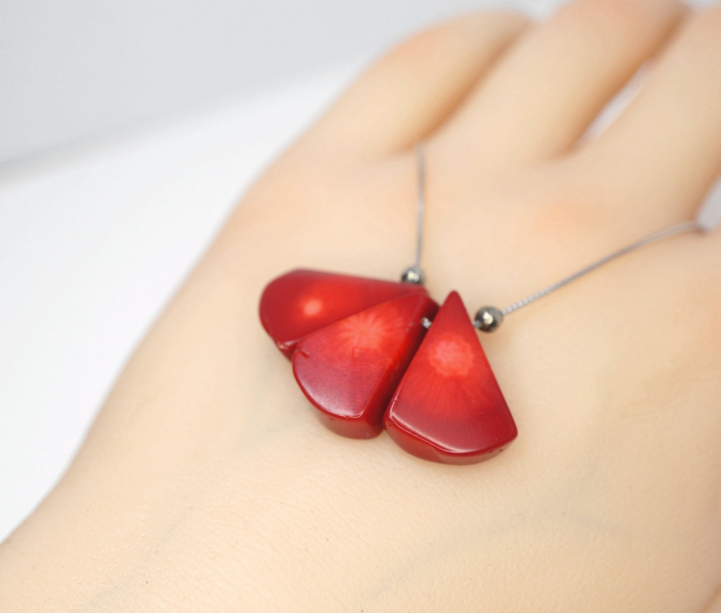 Red Coral Choker Sterling Silver Coral Necklace #2#2#26 chunky stone jewelry #2473