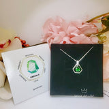 Geometric Green Emerald Necklace - Sterling Silver Triangle Gemstone Teardrop Emerald Pendant Tiny Minimalist Dynamic stone Jewelry #108