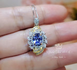 Tanzanite Necklace - Life Spiral Pendant - 1.5 CT Lab Created Blue Tanzanite Jewelry - Spiritual Diamond Flower 18KGP @ Sterling Silver #644