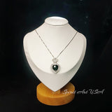 Emerald Necklace - Green Heart 7 CT Double Halo Crown - May Birthstone - Emerald pendant #890