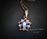 Lab Created Tanzanite Necklace Rose gold Star Pendant Sterling Silver Tiny Blue Gemstone Necklace #148