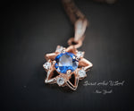 Lab Created Tanzanite Necklace Rose gold Star Pendant Sterling Silver Tiny Blue Gemstone Necklace #148