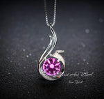 Pink Sapphire Necklace - Sterling Silver - Phoenix Necklace - Round 2 CT Pink Sapphire Pendant - Phoenix Bird Jewelry - 18KGP #692