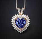 Tanzanite Heart Necklace - 18KGP @ Sterling Silver - Double Halo Heart Tanzanite Pendant - December Birthstone #578