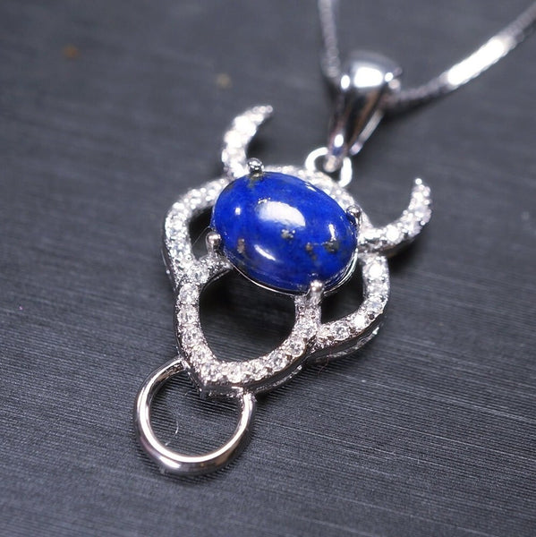 Lapis Lazuli Necklace, Sterling Silver Buffalo Minimalist Animal Silver Bull Jewelry Dainty Ox Natural Blue Lapis Lazuli Choker #235