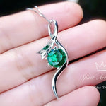 2 CT Round Emerald Necklace Sterling Silver Bow Swirl Infinity Green Emerald Pendant Green Gemstone Jewelry May Birthstone #509