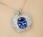 Gemstone Apple Blue Tanzanite Necklace 18KGP @ Sterling Silver December Birthstone 3 CT Lab Created Tanzanite Jewelry - Apple Necklace #837
