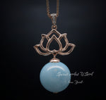 Genuine Aquamarine Necklace - 18KGP Rose Gold @ Sterling Silver - Large Natural Blue Aquamarine Pendant Aura Chakra Healing Aquamarine #693