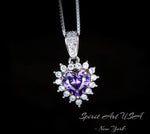 Amethyst Necklace -Tiny Purple Heart Pendant 925 Sterling Silver - Princess Style Minimalist Amethyst Jewelry, February Birthstone 012
