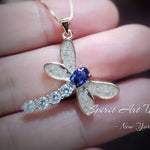Tanzanite Necklace - Dragonfly Pendant - 18KGP @ Sterling Silver - December Birthstone - Rose gold Lab Created Tanzanite Pendant #342