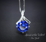 2 CT Tanzanite Necklace Simple Bowknot Lab Created Energic Blue Tanzanite Pendant 18k @ Sterling silver Minimalist Blue Gemstone #167