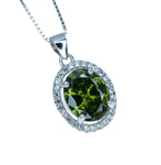 Peridot Necklace - 18kgp @ Sterling Silver - August Birthstone - Dainty Oval Cut 2.1 CT Lab Green Peridot Pendant 066