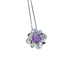 Genuine Amethyst Necklace - Tiny Square Scissor Cut Natural Amethyst Pendant - 18KGP @ Sterling Silver - February Birthstone #416