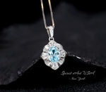 Aquamarine Necklace - Tiny Gemstone Flower Style Blue Aquamarine Pendant - Small Mini Blue Aquamarine Jewelry #310