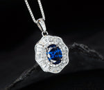 Blue Sapphire Necklace - Gemstone Lotus Leaf Pendant - 18KGP @ Sterling Silver - September Birthstone - Waterlily jewelry #601