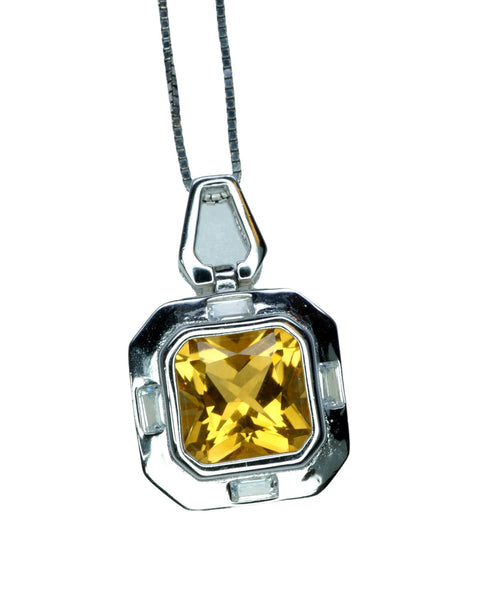 Genuine Citrine necklace - Natural Citrine Necklace - High Quality - Citrine Pendant Jewelry - 18kgp @ Sterling Silver #459
