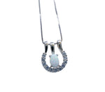 Opal Necklace - Tiny Horse shoe Pendant - 18KGP @ Sterling Silver - Mini Small Opal Jewelry Pendant horseshoe jewelry #186