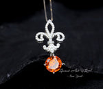 Sunstone Sapphire Necklace - Gemstone Kite Pendant - Red Orange Sunstone Jewelry #418