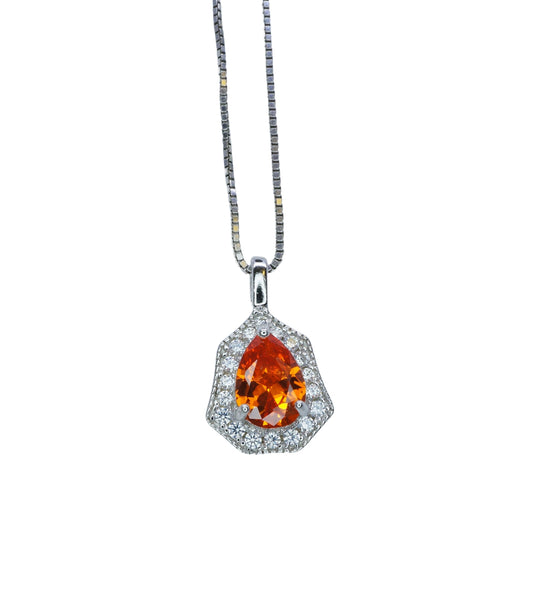 Super Tiny Sunstone Necklace - Mini Orange Sapphire Necklace - Teardrop Cut - 18kgp @ Sterling Silver sunstone pendant #122