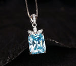 Aquamarine Necklace sterling silver faceted Rectangle Blue Aquamarine pendant #707
