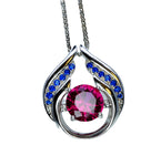 Ruby Necklace Sterling Silver Blue Sapphire Wing Jewelry 18kgp Hold Your Heart Red Ruby Jewelry #530
