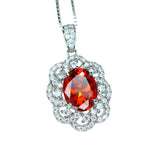 Orange Sunstone Necklace - Tangerine Orange Sapphire Pendant - Sterling Silver Life Flower 2 CT Sun Stone Jewelry #331