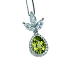 Genuine Peridot Necklace - Natural Green Peridot Pendant - 18KGP @ Sterling Silver - August Birthstone - Three Petal Gemstone Jewelry #465