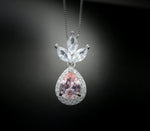 Morganite Necklace - Three Petal Style Morganite Pendant - 18KGP @ Sterling Silver #420