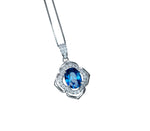 Blue Sapphire Pendant Sterling Silver Gemstone Flower OF Life Ruby Necklace - Birthstone Pink Sapphire Sunstone garnet Citrine Jewelry 192