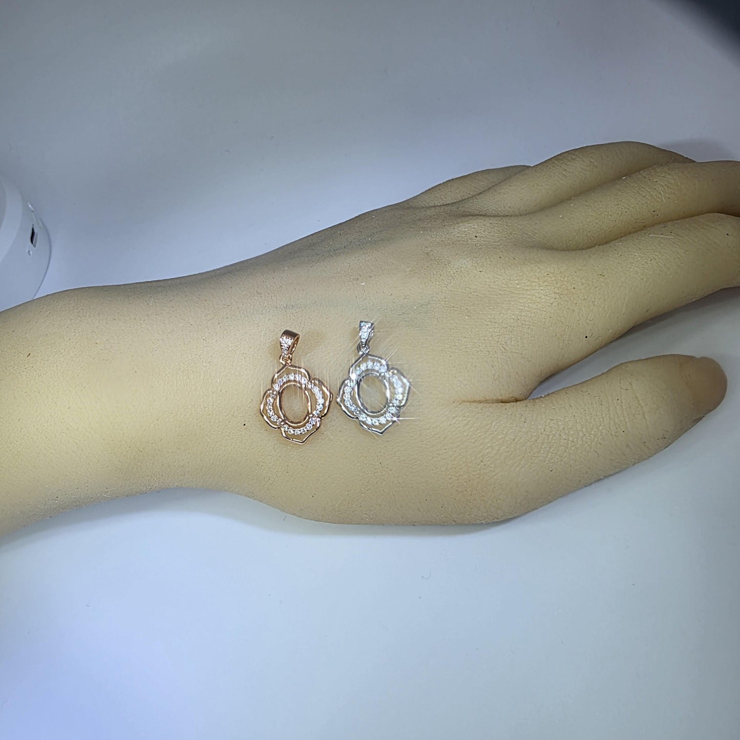 Tiny Emerald Necklace - Rose Gold or white gold 18kgp @ Sterling Silver - Flower of Life Style Green Gemstone pendant May Birthstone #121