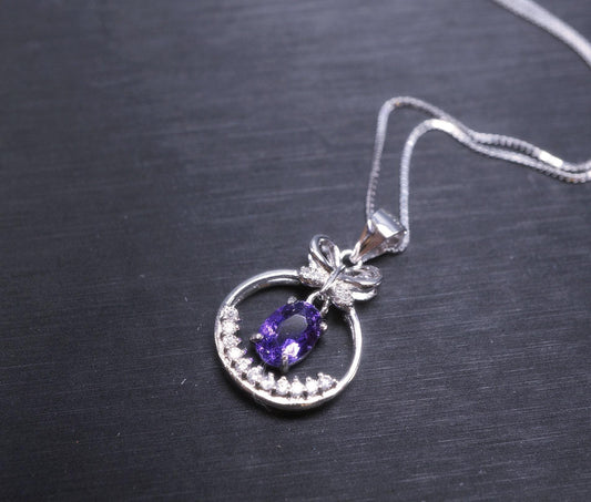 Amethyst Necklace Sterling Silver - Genuine Dangle February Birthstone Mini Butterfly Natural Amethyst Jewelry Pendant 1037