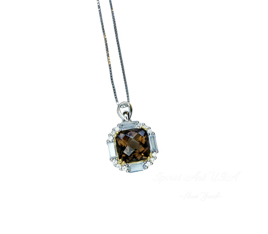 Genuine Smoky Quartz Necklace - 18kgp @ Sterling Silver - Protective Gemstone - Root Chakra Healing - Smoky Quartz Pendant #309