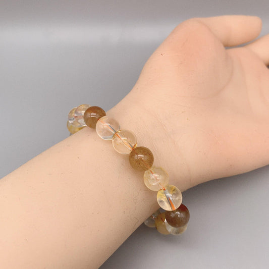 Golden hair Clear Quartz Bracelet Rutilated Clear Citrine bangle crystal healing Jewelry chunky stone jewelry #2102