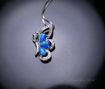 Blue Opal Necklace -  Diamond Butterfly Pendant -18kgp @ Sterling Silver -  Blue Opal Jewelry