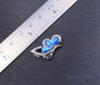 Blue Opal Necklace -  Diamond Butterfly Pendant -18kgp @ Sterling Silver -  Blue Opal Jewelry
