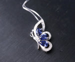 Sterling Silver Gorgeous Tanzanite Butterfly Necklace Man created Energic Tanzanite Pendant