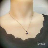 Super Tiny Blue Sapphire Necklace Rose Gold Penguin Pendant Angel Wing Jewelry
