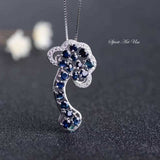 Blue Sapphire Necklace, Auspicious Sterling Silver Cloud Necklace, Luxury Cz Necklace