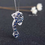 Blue Sapphire Necklace, Auspicious Sterling Silver Cloud Necklace, Luxury Cz Necklace